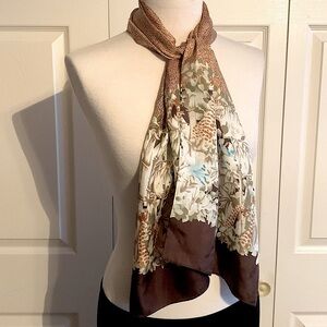 Adrienne Landau Studio Silk Floral Animal  Scarf